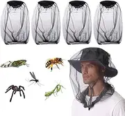 Pack of 4 Mosquito Protection Covers, Black, Mosquito Net Head, Anti-Insect for Outdoor, Camping, Travel
