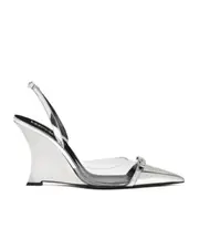 Gianni Ribbon 95mm wedge pumps 38.5,39.5,40,41 silver