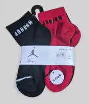 NIKE JORDAN Boys Socks Ankle Jumpman Basketball Light 6 Pair Shoe Size 10C-3Y