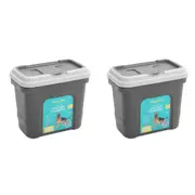 2x Paws & Claw 49.5cm 30L Pet Dry Food Storer W/Scoop Bin Storage Container Grey