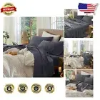Elegant Deep Grey 4-Piece King Size Sheet Set - Soft 200 Thread Count Cotton