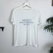 Miss Sixty Off White Linen Cotton Blended Short Sleeve Tshirt Size Small