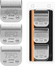 HONGNAL 3PACK Dog Grooming Clipper Replacement Blades Compatible with Andis Pet Clipper/Oster A5/Wahl KM Series Dog Clipper,Ceramic Blade & Stainless Steel Blade (#+4FC+5FC+7FC)