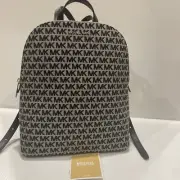 $298 NEW MICHAEL KORS Cindy Large Backpack MK Logo BLK/NAT