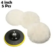 5 Pcs 4 Buffing Polishing Pad Wool Wheel Mop Kit For Car Polisher Drill Adapter