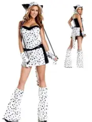 Women’s Sexy DALMATION DOG Halloween Costume Size Medium 7 Piece Set Outfit