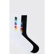 Mens Multi 2 Pack Rainbow Graphic Pride Socks