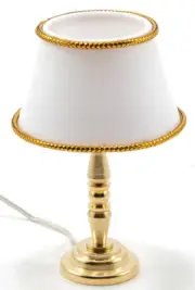 Dollhouse Miniatures 1:12 Scale Table Lamp, Gold Base #MH618