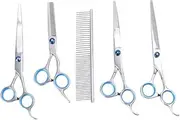 Hohopeti 1 Set Professional Pet Grooming Scissors Stainless Steel Hair Trimming Scissors Kit for Dogs and Cats and Thinning Shears Durable and Easy to Clean