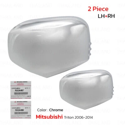 For Mitsubishi Triton L200 ML MN 2006 - '14 Pair Mirror House Cover Cap Chrome