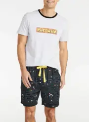 NEW PETER ALEXANDER MENS PAC-MAN GAME PJ TOP TEE + MID SHORTS SET $109 LARGE L