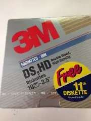 NEW- sealed box of 11 - 3M -3.5" Diskettes IBM Formatted Factory Package