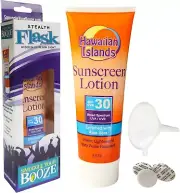 Smuggle Your Booze Sunscreen Flask SPF 30 - 10oz Hidden Flask With Funnel