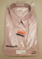NWT Pierre Cardin Men's 17.5 - 34/35 Rose Button Up Dress Shirt Long Sleeve