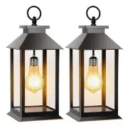 2 Pack Hanging Solar Lanterns Glass Solar Lights Outdoor Waterproof Upgraded ...