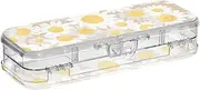 [Amooorous] White Romantic Daisies Designed Clear Pencil Box Plastic Double-Deck Pens Case Boxes For Stationery With Lid