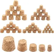 Rustark 100Pcs 5 Sizes Mini Cork Stoppers Tapered Cork Plugs Small Corks Assortment Wooden Replacement Assorted Corks for Craft Glass Jars Wine Bottles