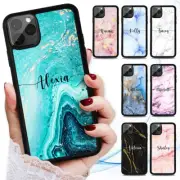 Personalised Name Marble Case Cover for iPhone 16 15 14 13 12 11 Pro Max 8 Plus