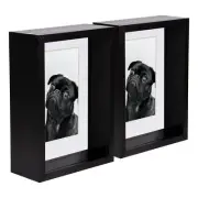 2x Black 5" x 7" 3D Deep Box Photo Frames White 4" x 6" Mount Shadow Picture