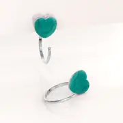 Solid 925 Sterling Silver Turquoise Blue Resin Heart Hook Earrings