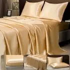 Ice Silk Mattress Protector Dustproof Sheet Bedding Luxury Silky Flat Sheet