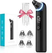 Blackhead Remover Pore Vacuum Upgraded Cleanser with Blue Light- Rechargeable Acne Extractor LED Display Whitehead Removal Facial Firming Oil Reducing for Women & Men Black 111B-Black 220 gm