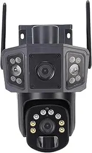 Jectse 8MP Solar Security Cameras Wireless Outdoor, WiFi Home Security with PIR Motion Detection, 360° View Battery Powered Security Camera Outside with Dual Lens