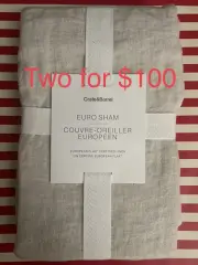 Crate&Barrel European Flax Linen Sham (Euro/Warm Natural/603-238)