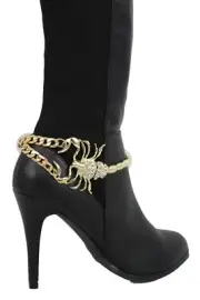 Women Boot Gold Metal Chain Bracelet Shoe Anklet Scorpion Charm Insect Jewelry