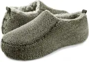 Oooh Yeah Mens Soft Cozy Non-Slip Solid Sherpa Slippers Built in Foam Support