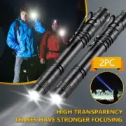 2x 900000LM Tactical Flashlight Small LED Torch Light Mini Super Bright Penlight
