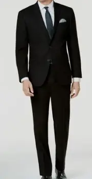 $395 Kenneth Cole Men's Black Slim Fit Stretch Jacket Pants 2-Piece Suit Size 38