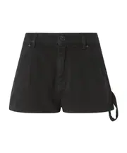 Pinko Logo Patch Denim Shorts 25,26,27,28,29,31,IT36 Black