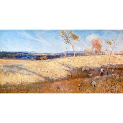 Arthur Streeton, Golden summer, Eaglemont 1889, Lustre Canvas Print, 15" x 30"