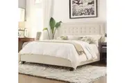 Istyle Jensen King Bed Frame Fabric Beige
