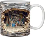 S-MAN Ceramics Unique 3D Bookshelf Digital Printing Coffee Mugs Large Tea Cups Gifts Packing C