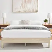 DukeLiving Riley Premium Wooden Bed Base White Wash (King)