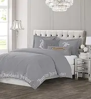Juicy Couture - Comforter Set - Gothic Design Bedding - King - 3 Piece Set Includes (1) 108” x 92” Comforter and (2) 20” x 36” Shams - Wrinkle Resistant - Premium Bedroom Decor - Grey