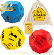 Kids Exercise Dice, Fun Fitness Activity Play Game, Indoor Outdoor Toys