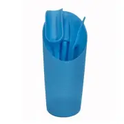 4Pcs Blue Plastic Gardening Tools Set includes BucketTransplanterSpadeHole Pu...