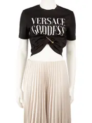Black Versace Goddess Safety Pin T-Shirt