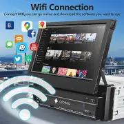 7" HD Flip Out Touchscreen 1-DIN Car Stereo Mirror Link WiFi GPS Navigation