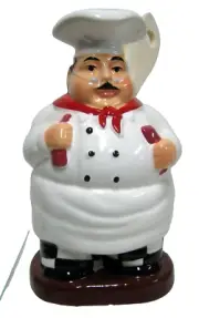 New Ceramic Bistro Italian Fat Chef Kitchen Tool Set 4 Wooden Utensils