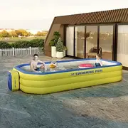 1pc Large Rectangular Inflatable Swimming Pool - Durable PVC Outdoor Family Pool for Garden, Parties Music Festivals, 1-3 Person Capacity, 3-Layer Constructio