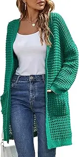 [JUOIANTANG] Womens Long Sleeve Open Front Cardigan with Pockets Casual Knit Lightweight Outwear Sweater