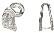 6 Silver & Clear Rhinestones 17x10mm Ice Pick SWAN Bails with 13mm Grip Length