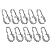 50Pcs 0.6" Stainless Steel Fishing Quick Snaps Clips Oval Split Rings Silver