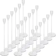 Set of 18 Tall Candlestick Holders Thin Metal Taper Candle Holders for Table Centerpiece Modern Decorative Pillar Candle Sticks Stand for Home Wedding Christmas Decoration(White)