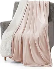 UGG 23852 Bliss Sherpa Fully Reversible Throw Blanket for Couch or Bed Machine Washable Easy Care Soft Plush Luxury Oversized Accent Blankets, 70 x 50-Inch, Quartz