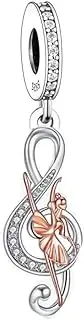 [Mon & Sons] Ballet Ballerina Music Note Dancer Mother Daughter Charm Bead Pendant 925 Sterling Silver Dangle Compatible With Pandora Charm Bracelet, Metal